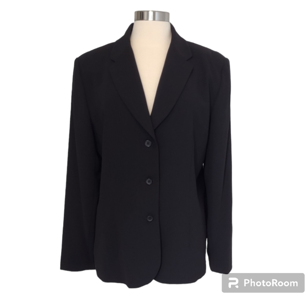Laura Scott Black Blazer Jacket Women's Size 18 3-Button Work Career Classic